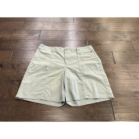 Eddie Bauer First Ascent Womens Green Hiking Stretch Zip Pockets Nylon Shorts 12 - Picture 2 of 9